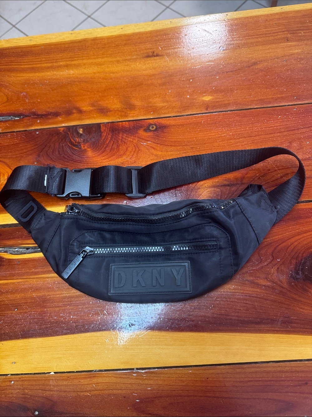 DKNY Black Mini Belt Bag with Front Zip Pockets Ladies